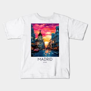 A Pop Art Travel Print of Madrid - Spain Kids T-Shirt